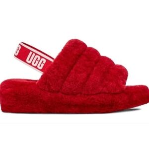 UGG Womens Fluff Yeah Slide "Ribbon Red" 1095119-RBRD NEW Size 7